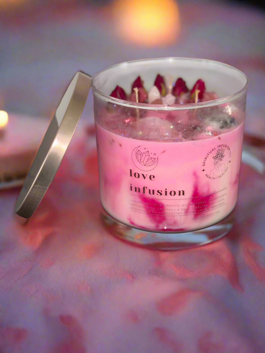 Manifest love, romance, reconnecting with a Twin, harmony, and emotional balance with the LOVE INFUSION CANDLE